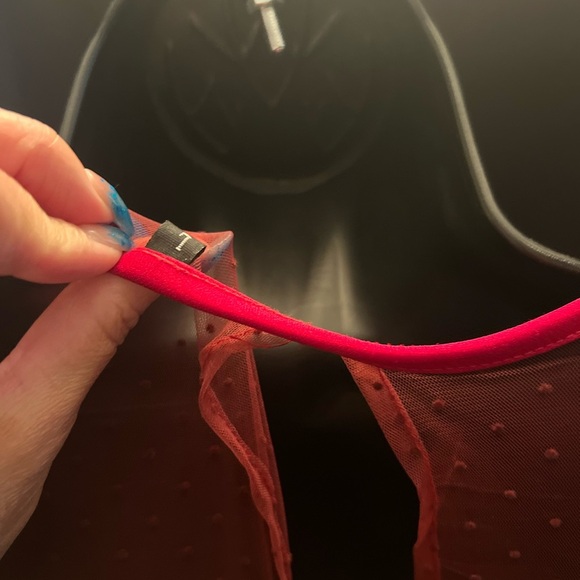 Scarlet Swing Dress with Sheer Sleeves - Picture 5 of 8